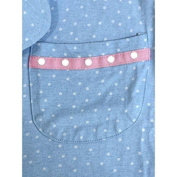 PajamaGrams Womens 100% Cotton Sleeveless Long Nightgown Sz Large Blue Polkadot - Picture 7 of 12